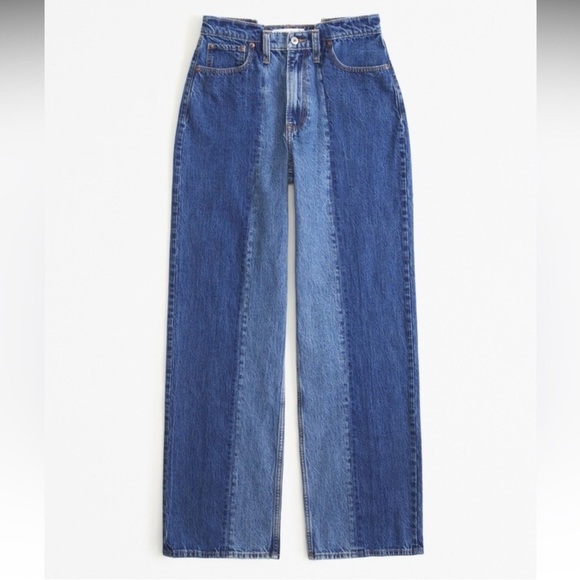 Abercrombie & Fitch Denim - Abercrombie Curve Love High Rise Loose Jean in Dark Two Tone size 6 / 28